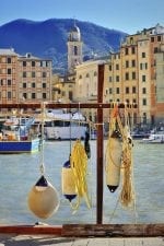 Dag 3. : tackle and equipment in port of Italian fishing town Camogli, Liguria