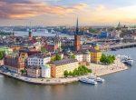 Day 6. Stockholm: Stockholm old town (Gamla Stan) panorama from City Hall top at sunset, Sweden